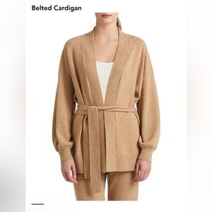 Ralph Lauren Tan Cardigan with Belt and V-Neck size XS